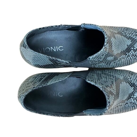 Vionic Orthotic Tanton Leather Snake Print Wedge Slip On Booties Size 9 - Picture 5 of 8
